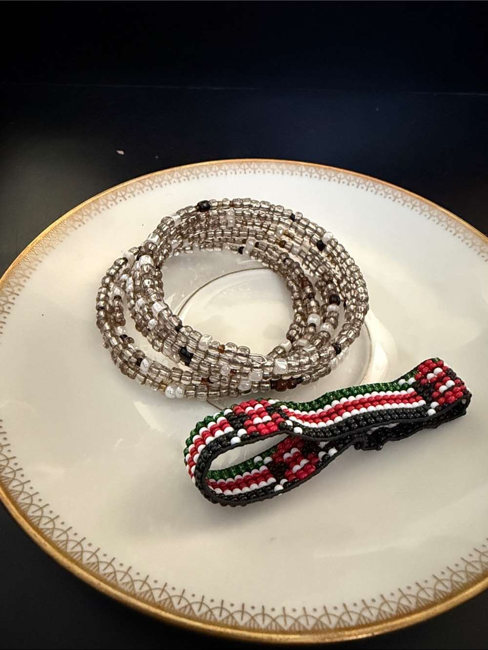 Beaded Wrap Bracelet and beaded bracelet - purchased in Kenya